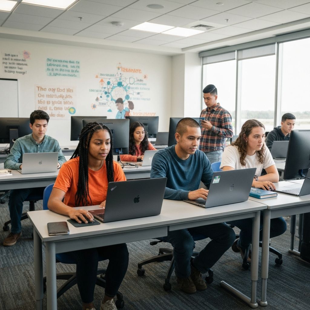 Students learning technology